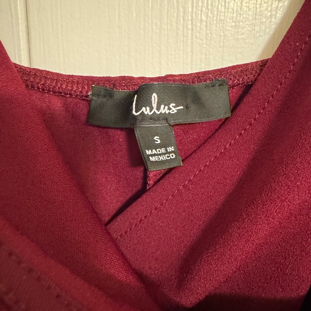 Lulu's Red Ruched Burgundy Maxi Dress - Picture 6 of 6